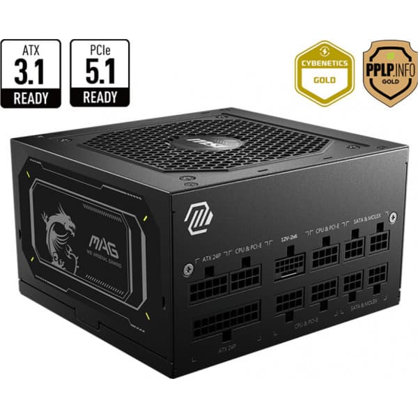 MSI MAG A850GL PCIE5 II ATX-nätaggregat, 850 W