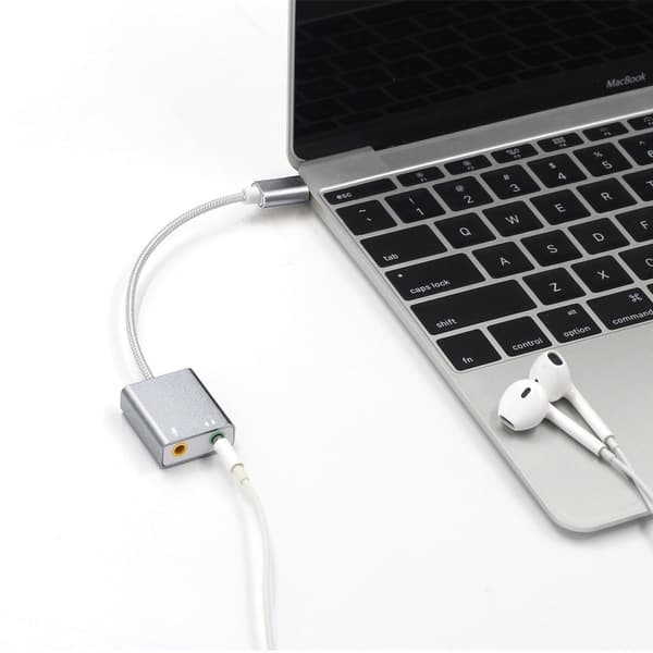 USB-C Audio Adapter External Stereo Sound Card Adapter with 3.5mm