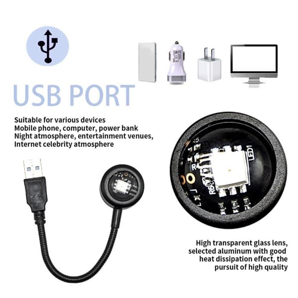 USB Skylight Projector Light Car Bedroom Ceiling Sunset Projector - 7 colors
