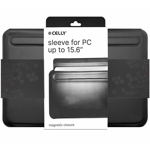 Celly Sleeve för laptop 16" Konstläder - Svart
