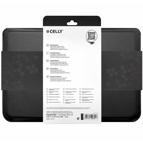 Celly Sleeve för laptop 16" Konstläder - Svart