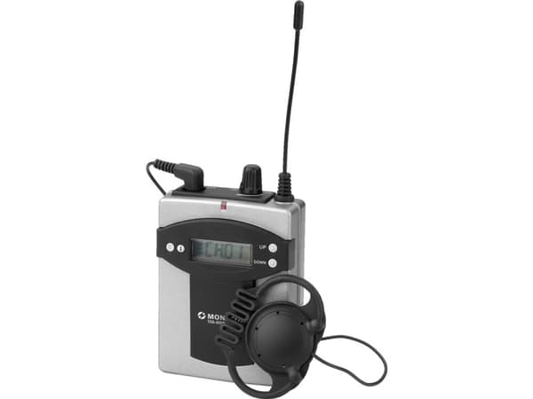 Monacor TXA-800R, Bærbar (lommemottaker), Fiksert, 863.1-864.9 MHz, 16 kanaler, Sort, Grå, Batteri