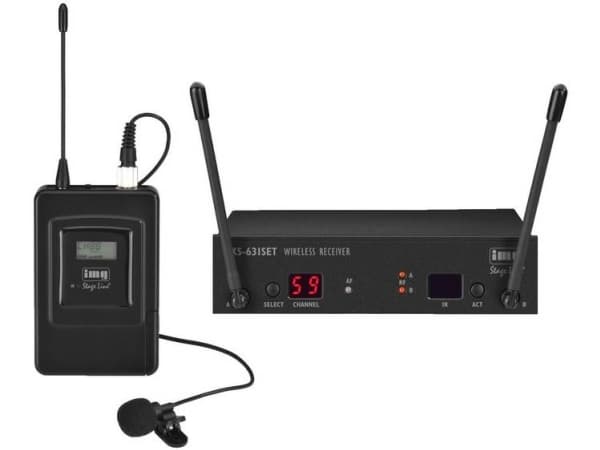 Monacor TXS-631SET, Lavalier-mikrofon, 30 m, 50 - 18000 Hz, Rack-monteringsmottaker, Metall, Kroppspakkesender