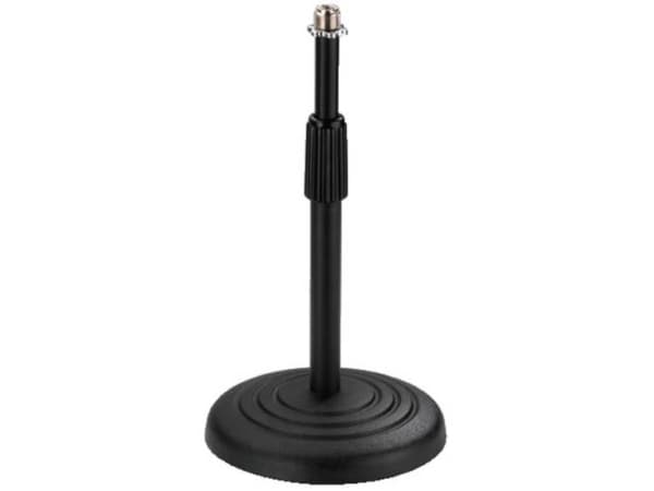 Monacor MS-22, Stasjonært mikrofonstativ, Rund base, Sort, Stål, Stål, 5/8"