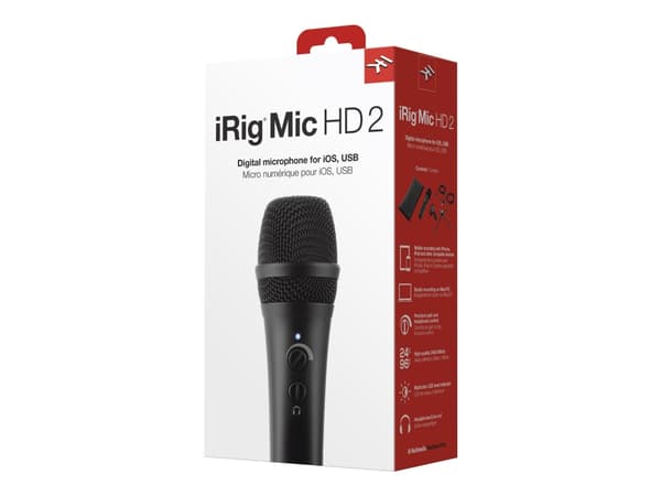 IK Multimedia iRig Mic HD 2, Mobiltelefon/smarttelefonmikrofon, 40 dB, 20 - 20000 Hz, 24 bit, 96 kHz, 10 mV/Pa