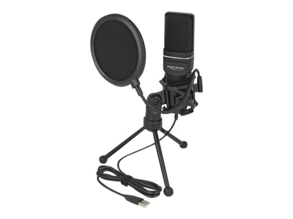Delock USB Condenser Microphone Set for Podcasting, Gaming and Vocals - Mikrofon - USB - svart