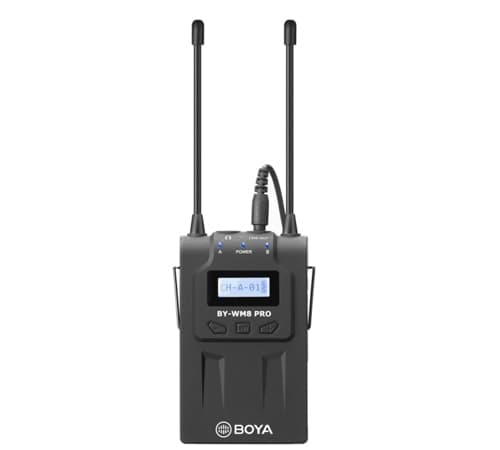 BOYA RX8 Pro, Bærbar (lommemottaker), Ultra High Frequency (UHF), Fiksert, 100 m, Sort, LCD