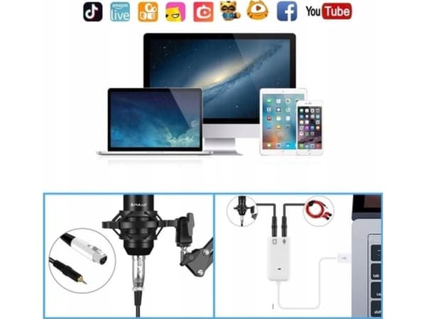 Microphone Puluz Set Microphone 3in1 Usb + Pop Filter + Arm Tripod/Puluz