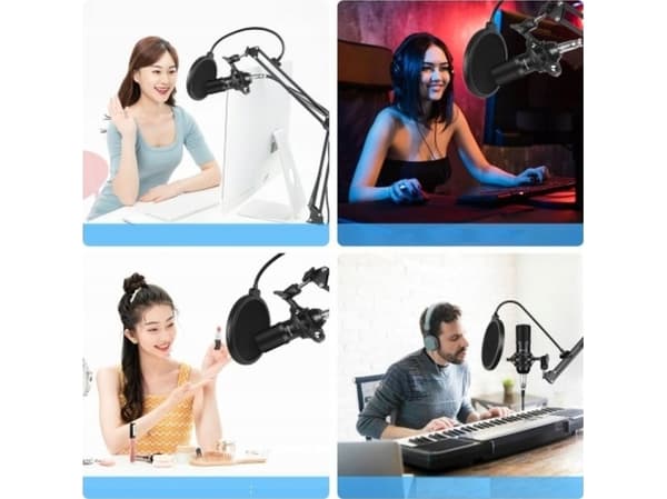 Microphone Puluz Set Microphone 3in1 Usb + Pop Filter + Arm Tripod/Puluz