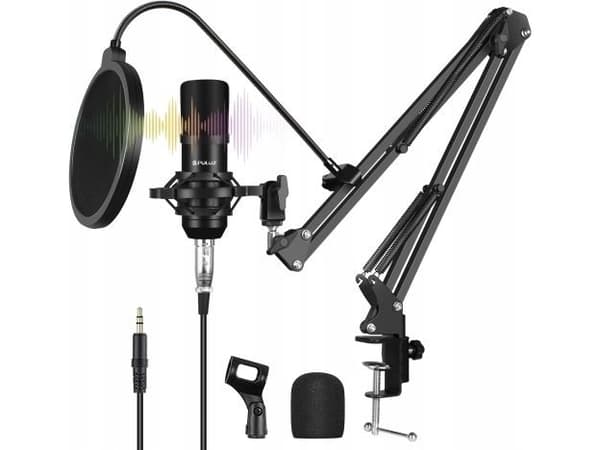 Microphone Puluz Set Microphone 3in1 Usb + Pop Filter + Arm Tripod/Puluz