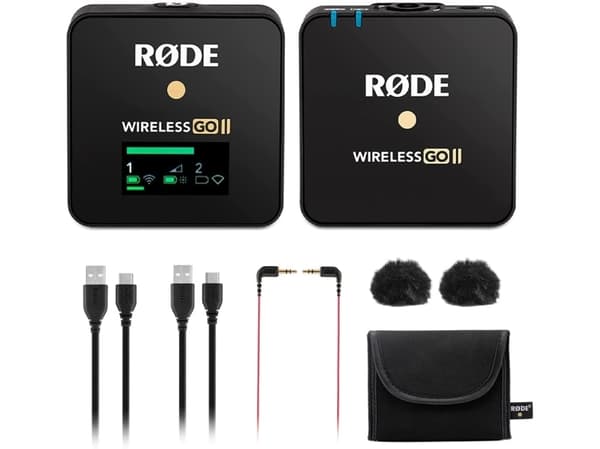 RODE Mikrofoner Trådløs GO II ENKEL Klipsmikrofon Talemikrofon Overføringstype: Kabelfri, USB inkl. veske, inkl. parasoll, inkl. kabel