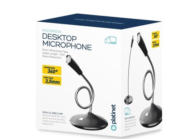 PLATINET MICROPHONE DESKTOP JACK 3 5 BLACK DESKTOP MICROPHONE [45576]