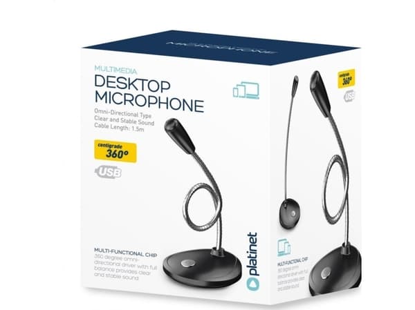 PLATINET MICROPHONE DESKTOP USB BLACK DESKTOP MICROPHONE [45574]