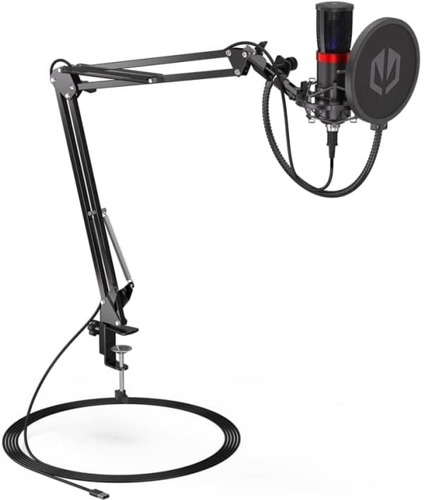 Endorfy Solum streaming svart kondensatormikrofon med ledning + holder | USB