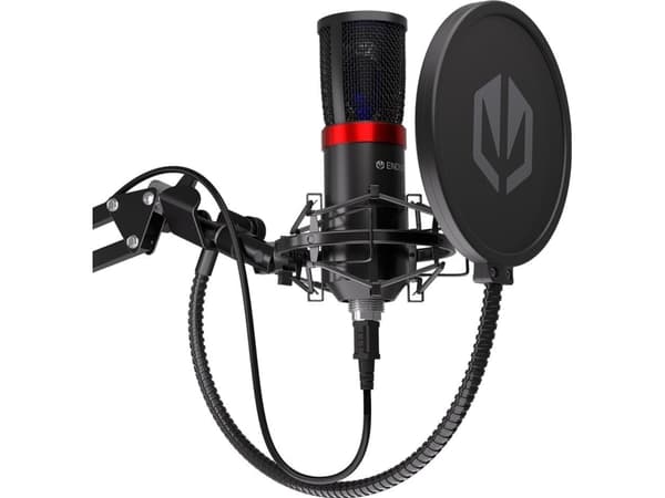 Endorfy Solum streaming svart kondensatormikrofon med ledning + holder | USB