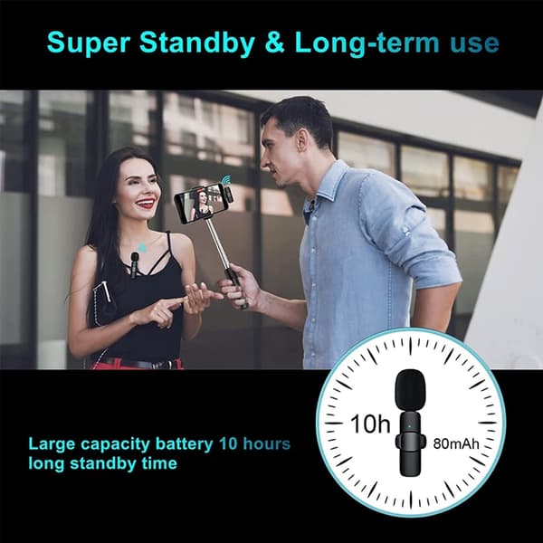 Lavalier Lightning Trådlös 1 st Mikrofoner Bluetooth - Svart
