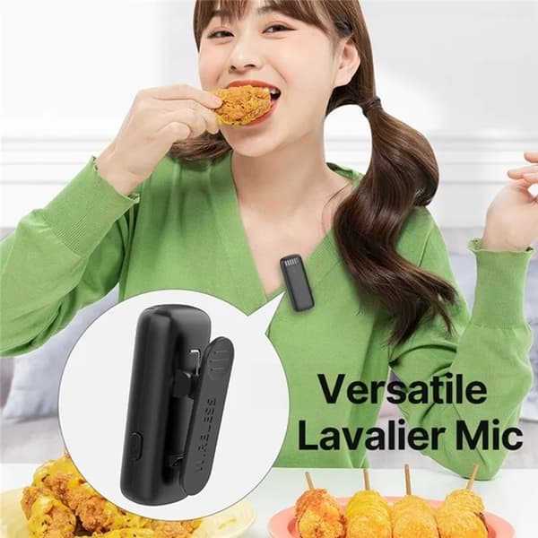 Lavalier Typ-C Trådlös 2 st Mini 2.4GHz 033A1 Mikrofoner - Svart