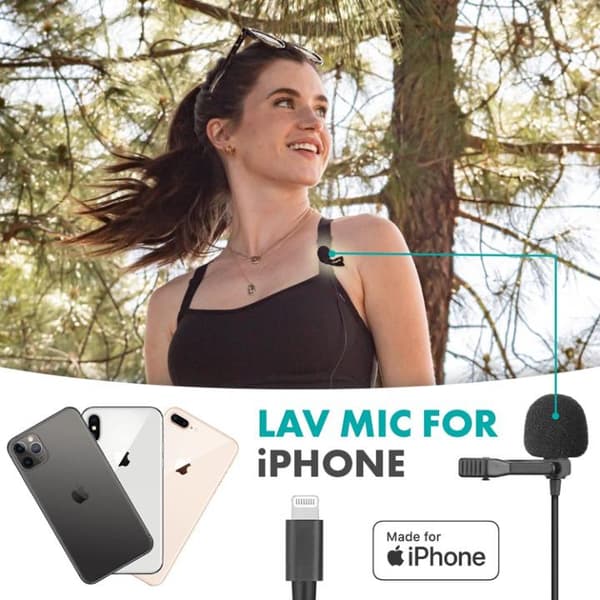 Lavalier Wired Omnidirectional Lightning Clip On Mikrofoner - Svart