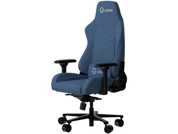 LORGAR Ace 422 (LRG-CHR422BL) spillvogn, slitesterkt stoff, flekkbestandig, 1,8 mm metallramme, multiblokkmekanisme, 4D-armlener, 5-stjerners alumini