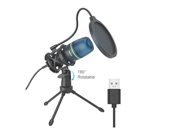 MTK Mikrofon med støjreduktion og tripod. LED lys med USB 2.0 kabel