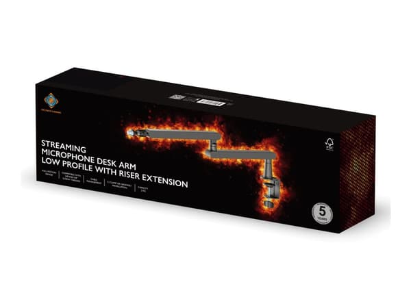 DELTACO GAMING - Monteringssats (microphone boom arm) - låg profil - för mikrofon - premium, universal, streaming - stål - svart - skrivbord