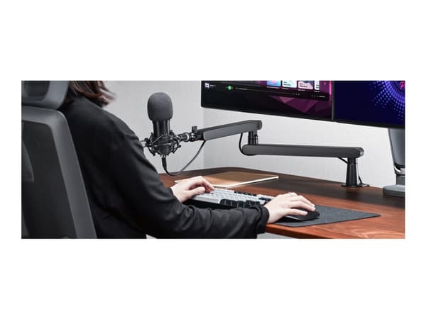 DELTACO GAMING - Monteringssats (microphone boom arm) - låg profil - för mikrofon - premium, universal, streaming - stål - svart - skrivbord
