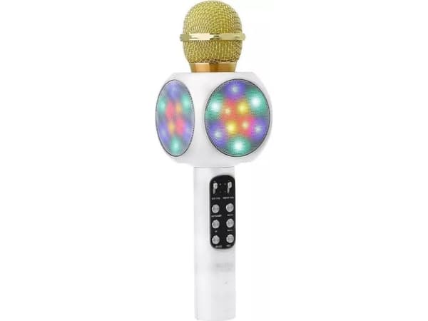 Goodbuy LED 360 karaokemikrofon med høyttaler Bluetooth | 5W | aux | stemmemodulator | USB | Micro SD gullfarge