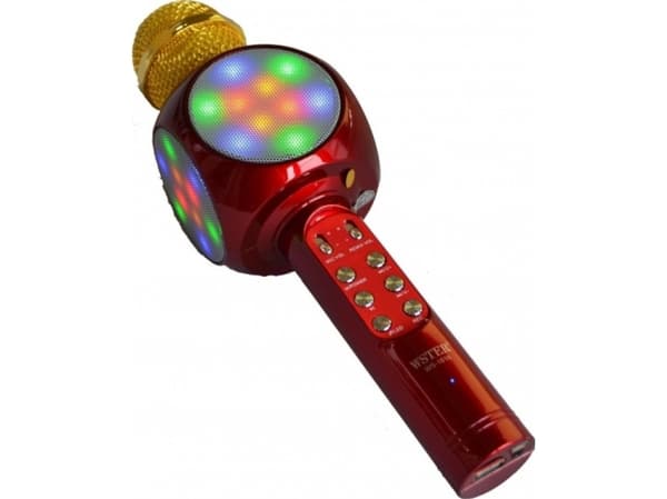 Goodbuy LED 360 karaokemikrofon med høyttaler Bluetooth | 5W | aux | stemmemodulator | USB | Micro SD rød