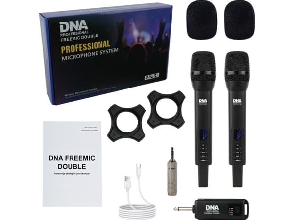 DNA-mikrofon 2x TRÅDLØSE MIKROFONER 2x BÆRBARE SENDERE 2,4 GHz OPP TIL 30 METER