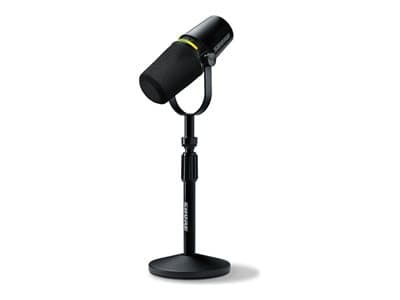 Shure MV7+K-BNDL - Mikrofon - 3-stifts XLR, USB - svart - med Shure-by-Gator skrivebordsstativ - OBS Sertifisert, MFi Certified