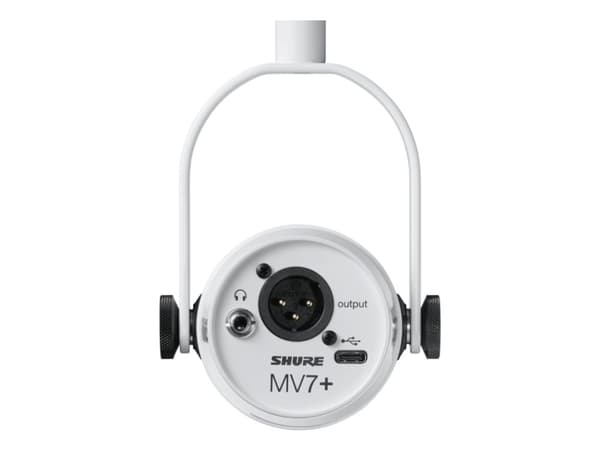 Shure MV7+ - Mikrofon - 3-stifts XLR, USB - hvit - OBS Sertifisert, MFi Certified