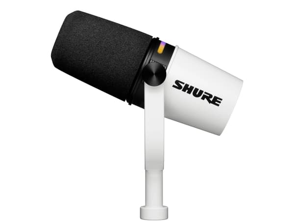 Shure MV7+ - Mikrofon - 3-stifts XLR, USB - hvit - OBS Sertifisert, MFi Certified
