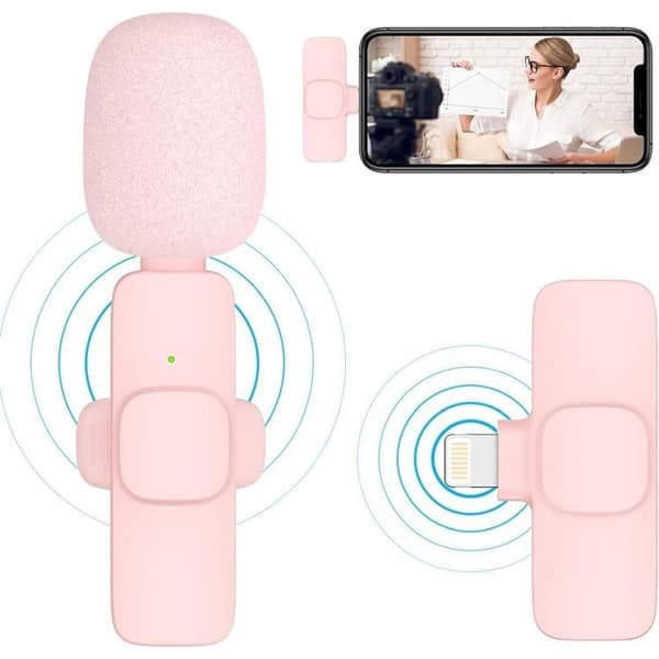 2-i-1 Trådlös Lavaliermikrofon USB-C Dubbel K1 - Rosa