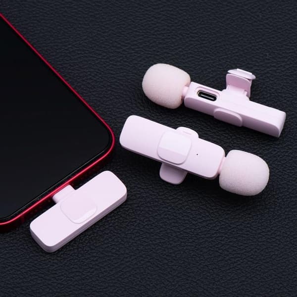2-i-1 Trådlös Lavaliermikrofon USB-C Dubbel K1 - Rosa