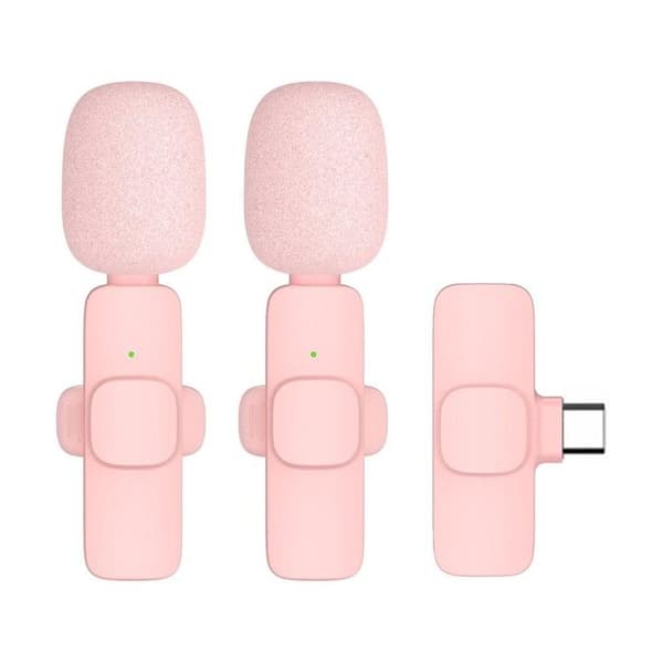 2-i-1 Trådlös Lavaliermikrofon USB-C Dubbel K1 - Rosa