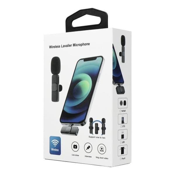 2-i-1 Trådlös Lavaliermikrofon USB-C Dubbel K1 - Vit