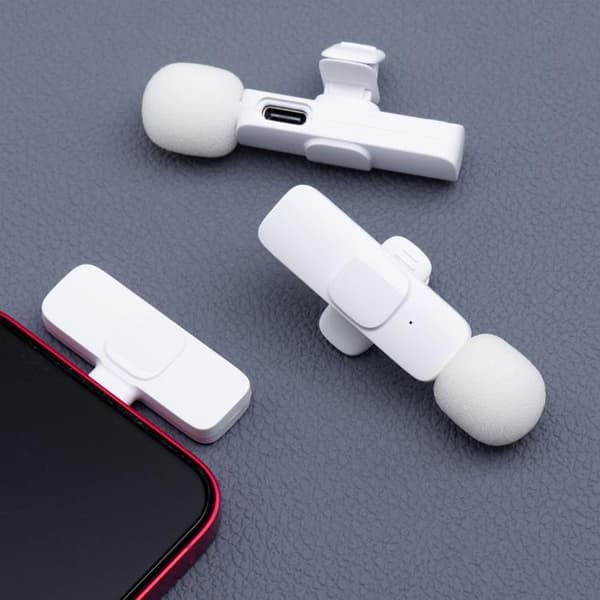 2-i-1 Trådlös Lavaliermikrofon USB-C Dubbel K1 - Vit