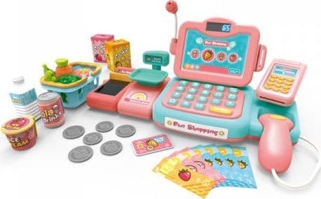 Woopie Baby Shop Kasseapparat Skanner Skala Mikrofon + 24 Acc.