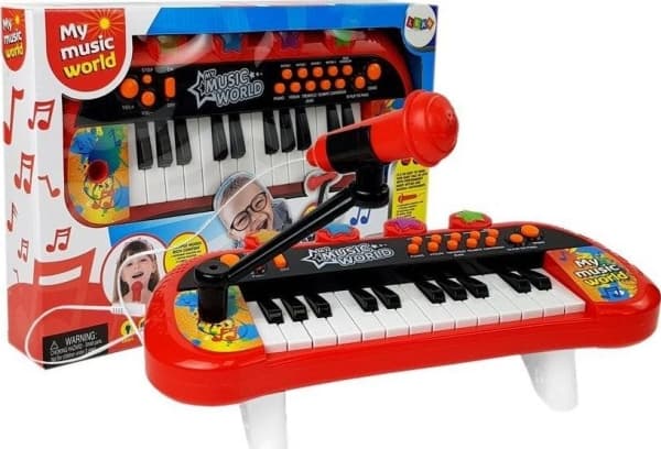 Lean Sport Keyboard Piano 24 tangenter USB-mikrofon Rød (7833)