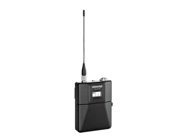 Shure QLXD1-K51, Body-pack-lähetin, 606 - 670 Mhz, 20 - 20000 Hz, 120 dB, LCD-näyttö, metallia