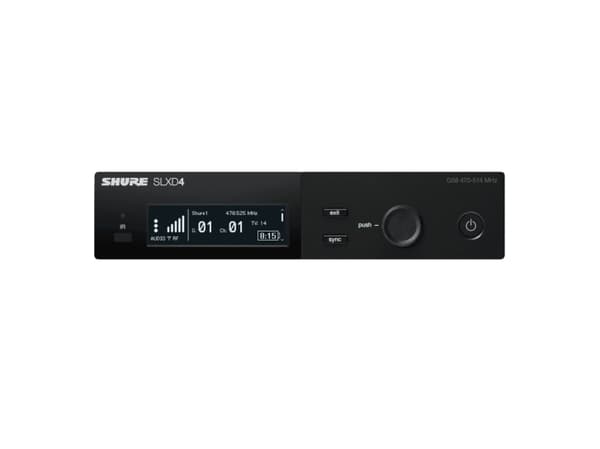 Shure SLXD4, Ultra High Frequency (UHF), Irroitettava, 562 - 606 MHz, 20 - 20000 Hz, 50 O, 100 m