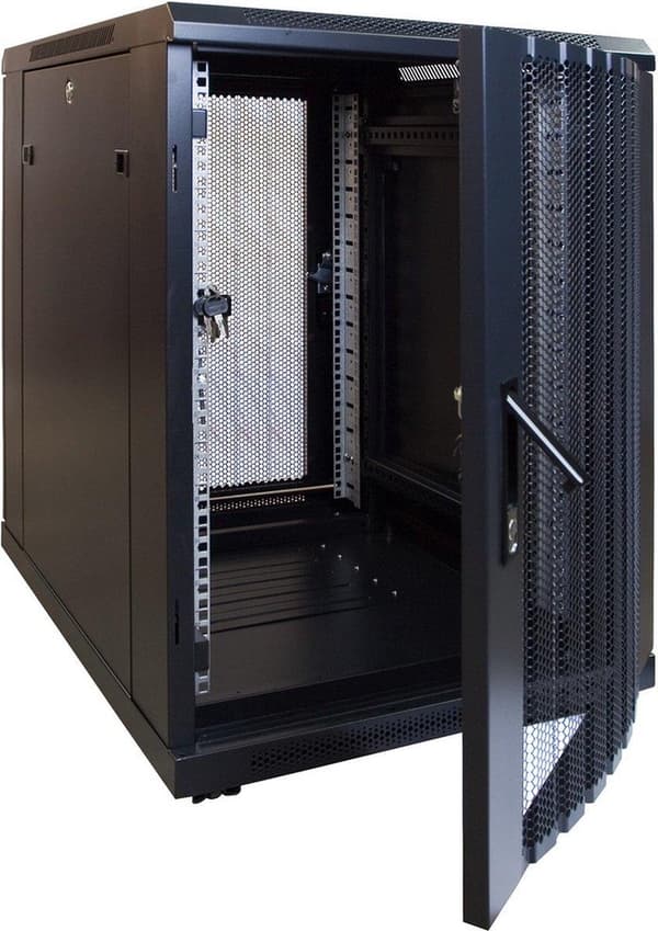 15U mini serverskab med perforeret låge 600x600x860mm (BxDxH)