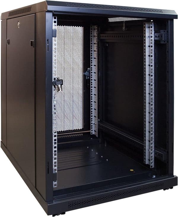 15U mini serverskab med perforeret låge 600x600x860mm (BxDxH)
