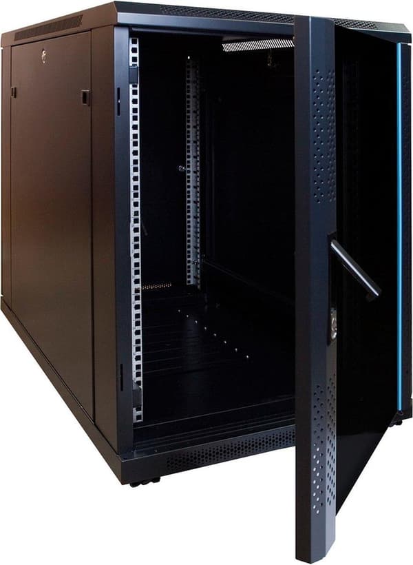 15U miniserverskåp med glasdörr 600x1000x860mm (BxDxH)