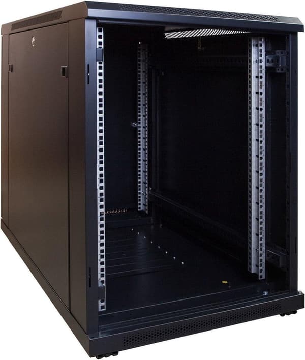 15U miniserverskåp med glasdörr 600x1000x860mm (BxDxH)