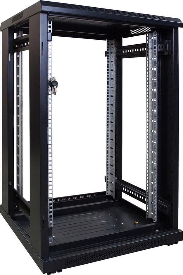 18U serverskab med glaslåge 600x600x1000mm (BxDxH)