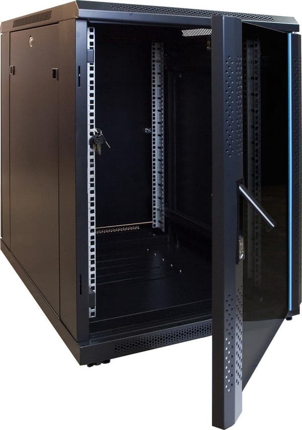 15U mini serverskab med glaslåge 600x800x860mm (BxDxH)