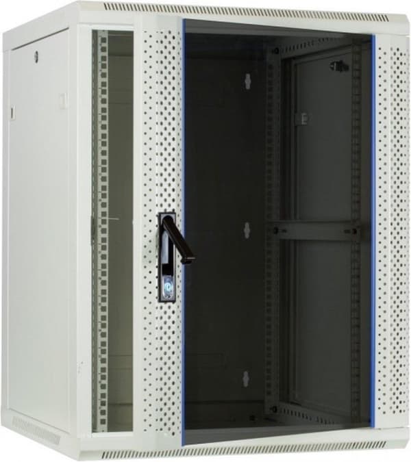 18U vitt väggskåp med glasdörr 600x600x900mm