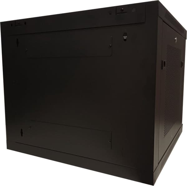 9U vægskab med glaslåge - perforerede sidepaneler 600x600x500mm
