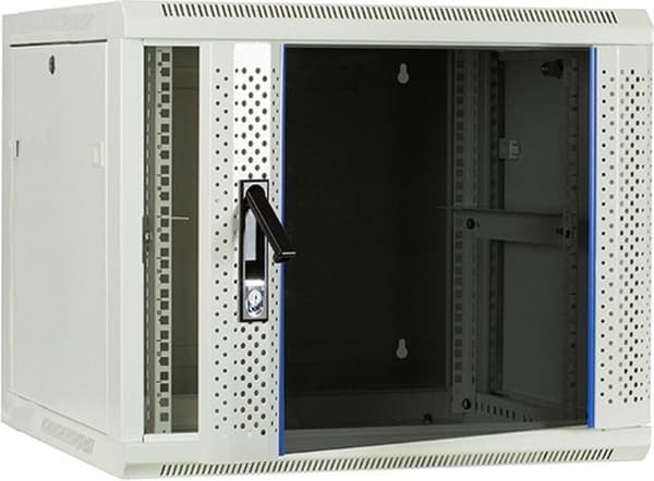 9U hvidt overskab med glaslåge 600x600x500mm